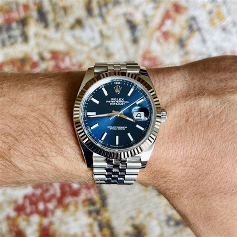 rolex datejust 41 blue dial for sale|rolex datejust 41 smooth bezel.